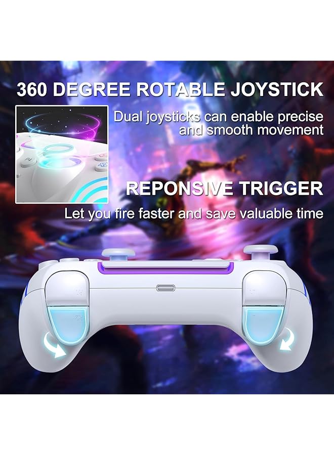 Full Color Led Wireless Gaming Controller For Ps4/Ps5 Features Turbo One Key Burst Fire 1000Mah Long Lasting Battery Adjustable Force Feedback Triggers Dual Vibration Motors 6 Axis Motion Sensing - Image 2