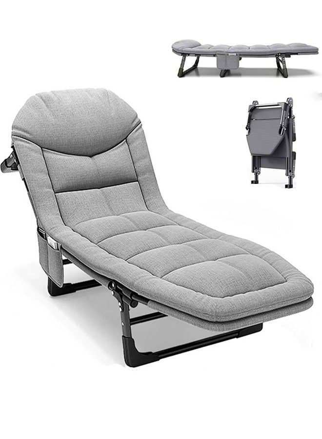 GoldenLike  سرير قابل للطي، كرسي سرير للتخييم قابل للطي للبالغين، سرير تخييم مريح مع مرتبة، كرسي استلقاء للسرير، للسفر، في الهواء الطلق، المكتب، الصيد، الشاطئ - Image 1