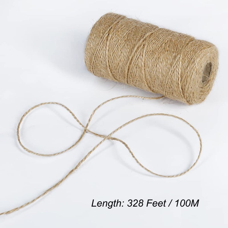 Tenn Well Natural Jute Twine, 328 Feet 2Ply 1mm Rustic Twine String for Crafts, Gift Wrapping, Wooden Bead Garlands, Halloween Decor, Christmas Ornaments - Image 2