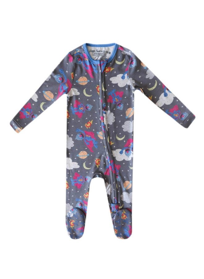 Copper Pearl Super Grover Zip-Up Footie Baby Pajamas: Ultra-Soft Boys & Girls Pajamas, Premium Knit Fabric in Stylish Prints, Tag-Free with Two-Way Zipper, Newborn to 24 Months - Image 1