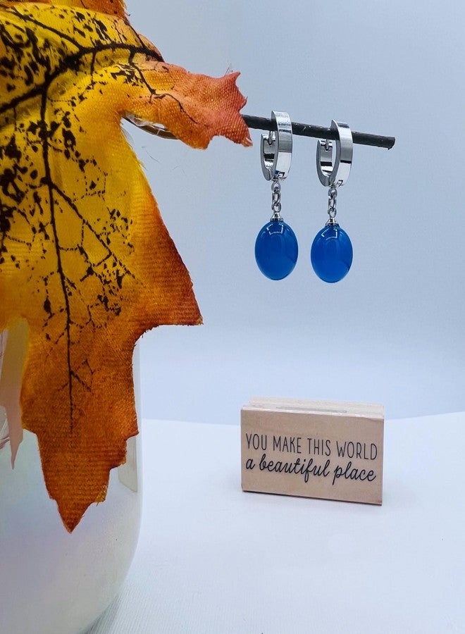 Mall of Style Potara Earrings for Men - Japanese Jewelry for Women - Agate Ocean Blue Earrings (Ocean Blue) - Image 4