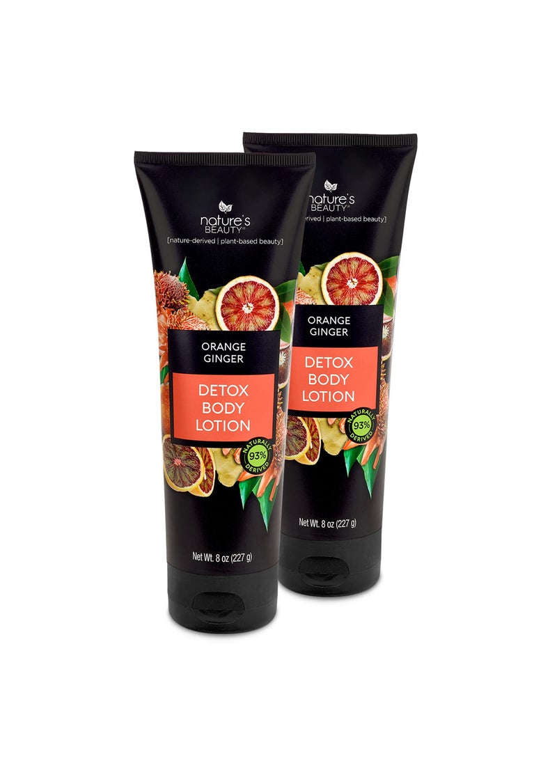 Nature's Beauty - Nature's Beauty Orange Ginger Detox Body Lotion Multi-Pack - Lightweight, Non-Greasy Moisturizer, Improve Skin Tone+Texture Made w/Vitamin C, Sunflower + Almond + Avocado Oils 8 oz (2 Pack) - Image 1