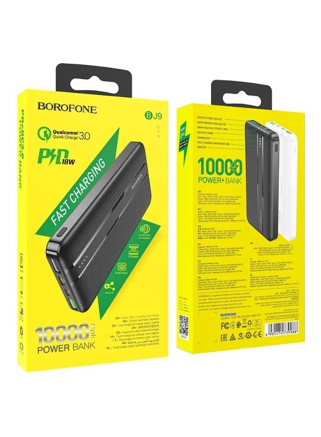 بوروفون باور بنك BJ9 Uranus سريع PD+QC3.0 سعة 10000mAh – أسود - Image 1