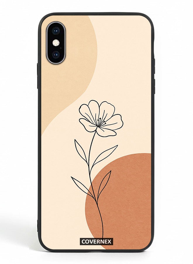 Covernex Apple iPhone Xs Protective Case Cover Printed Featuring Minimalist Wildflower Sketch - Image 2