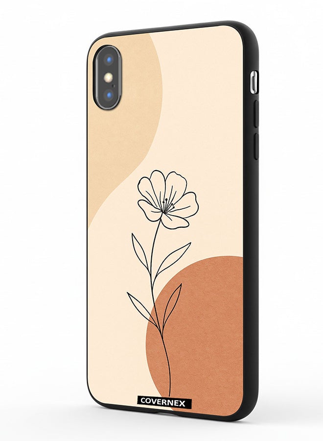 Covernex Apple iPhone Xs Protective Case Cover Printed Featuring Minimalist Wildflower Sketch - Image 1