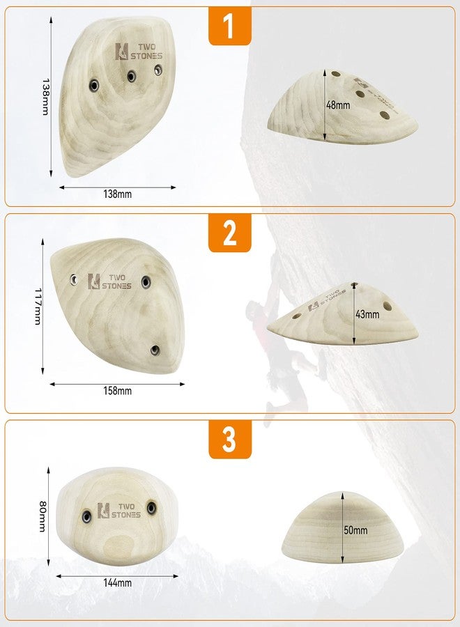 TWO STONES Wooden Rock Climbing Holds for Adults | Wood Rock Wall Climbing Holds for Gyms | Variety Screw On Climbing Hand Holds Set with Mounting Hardware - Image 2