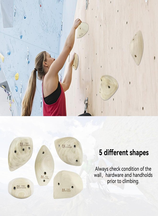 TWO STONES Wooden Rock Climbing Holds for Adults | Wood Rock Wall Climbing Holds for Gyms | Variety Screw On Climbing Hand Holds Set with Mounting Hardware - Image 4