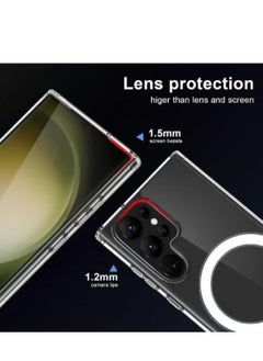 Magnetic Samsung Galaxy S24 Ultra, Magnetic Case, Compatible with MagSafe Wireless Charging, Anti-Scratch Bumper Cover (Clear), TPU - PC  - Image 2