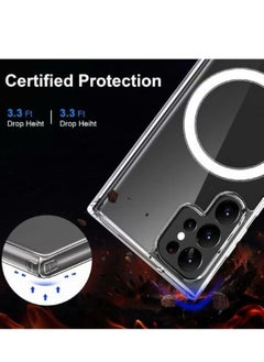 Magnetic Samsung Galaxy S24 Ultra, Magnetic Case, Compatible with MagSafe Wireless Charging, Anti-Scratch Bumper Cover (Clear), TPU - PC  - Image 3