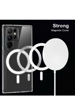 Magnetic Samsung Galaxy S24 Ultra, Magnetic Case, Compatible with MagSafe Wireless Charging, Anti-Scratch Bumper Cover (Clear), TPU - PC  - Image 4