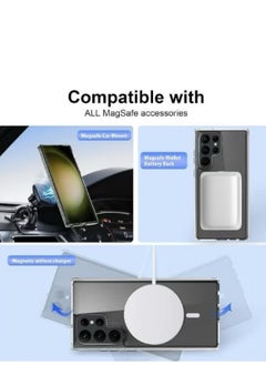 Magnetic Samsung Galaxy S24 Ultra, Magnetic Case, Compatible with MagSafe Wireless Charging, Anti-Scratch Bumper Cover (Clear), TPU - PC  - Image 5