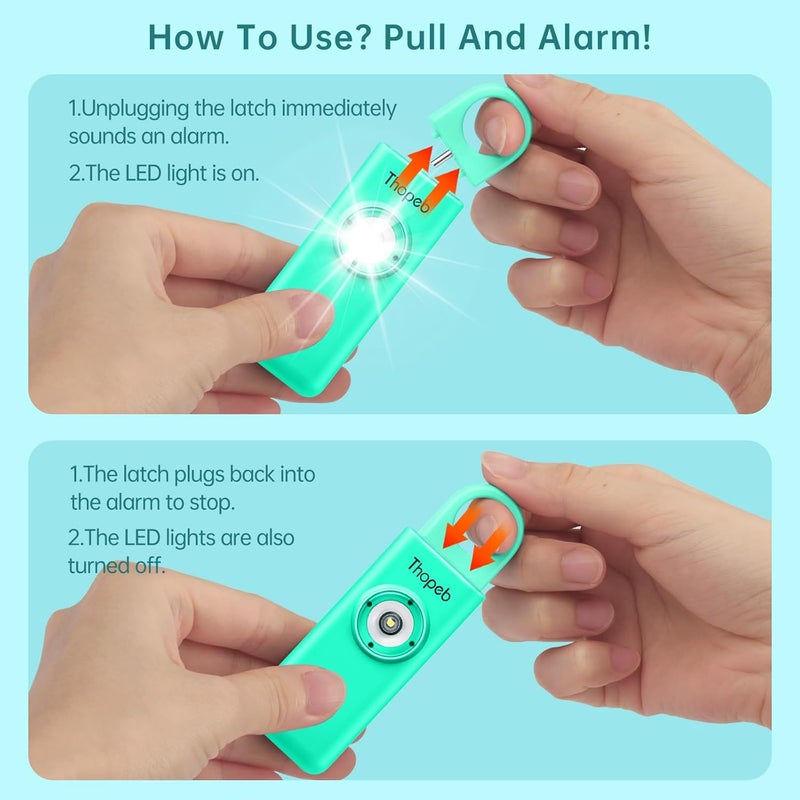 Thopeb –The Original Personal Safety Alarm for Women Self Defense – Elders & Kids Self Defense Keychain Siren – 135dB Loud Siren Bird Sound – Cute Key Chains Protection (Lake Green) - Image 3