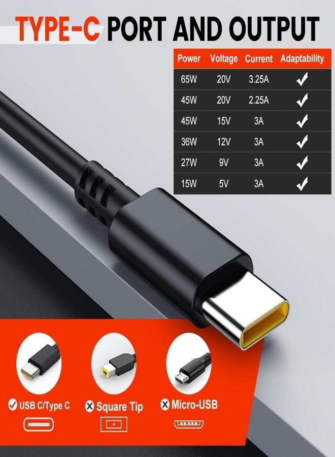فليفيو شاحن لابتوب 65 واط 45 واط بمنفذ USB-C متوافق مع أجهزة Lenovo ThinkPad T480 T570 E490 E580 T14 T15 Chromebook 300e 500e Yoga C930 HP Elitebook 1030 1040 Zbook 14u 15u Dell ASUS Acer محول طاقة - Image 2