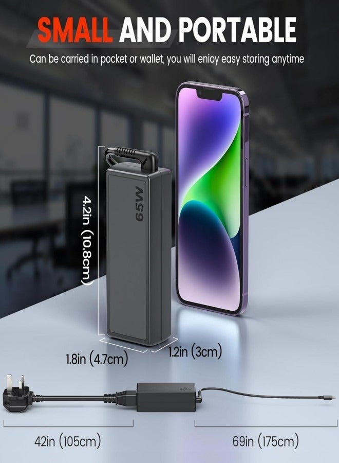 فليفيو شاحن لابتوب 65 واط 45 واط بمنفذ USB-C متوافق مع أجهزة Lenovo ThinkPad T480 T570 E490 E580 T14 T15 Chromebook 300e 500e Yoga C930 HP Elitebook 1030 1040 Zbook 14u 15u Dell ASUS Acer محول طاقة - Image 4