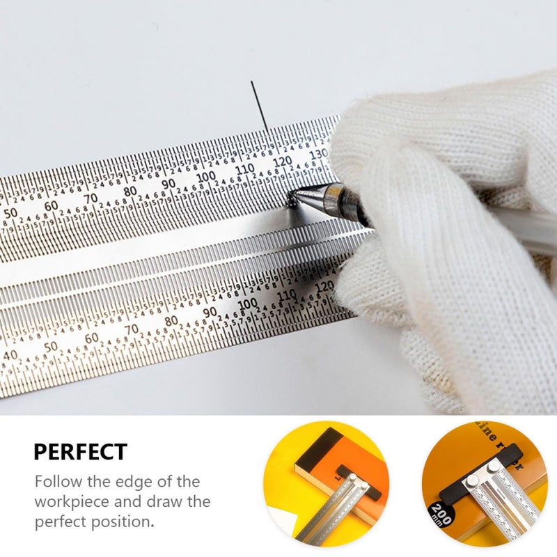 Stainless Steel 90-Degree Woodworking Ruler 200mm T-Shape Carpentry Marking Square Measuring Tool for Precision Layout and Scribing - Image 3