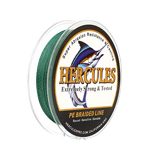 HERCULES Braided Fishing Line 1000m 1094yds 6lbs-100lbs Pe 4 Strands (Green 10lb/4.5kg 0.12mm) - Image 1
