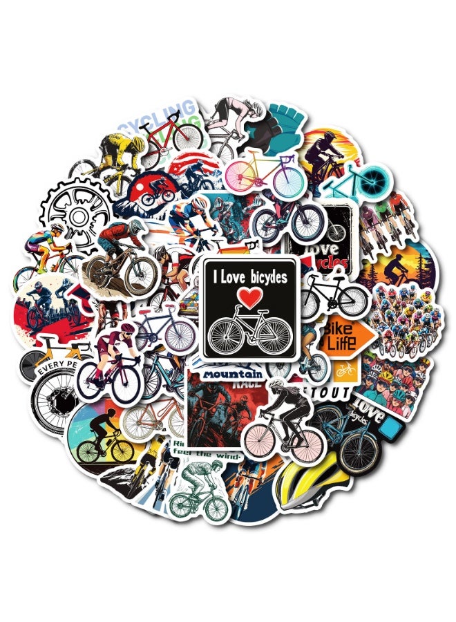 NIBEMINENT 50 Pcs Creative Mountain Bikes Deco Kit Waterproof Stickers, High Definition Printing Bright Colors, Suitable for Laptop Skateboard Luggage Water Bottle Guitar DIY - Image 1