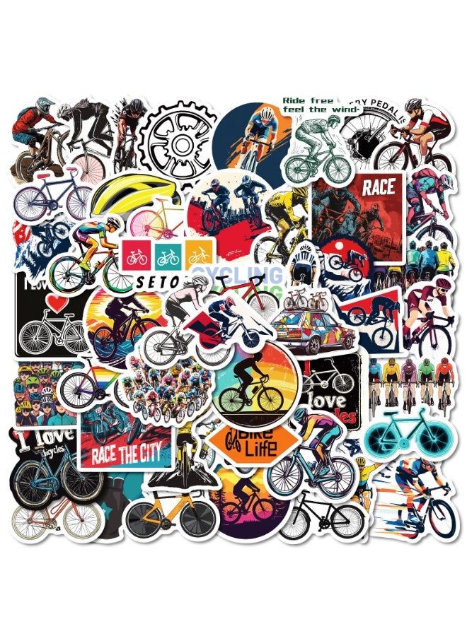 NIBEMINENT 50 Pcs Creative Mountain Bikes Deco Kit Waterproof Stickers, High Definition Printing Bright Colors, Suitable for Laptop Skateboard Luggage Water Bottle Guitar DIY - Image 2