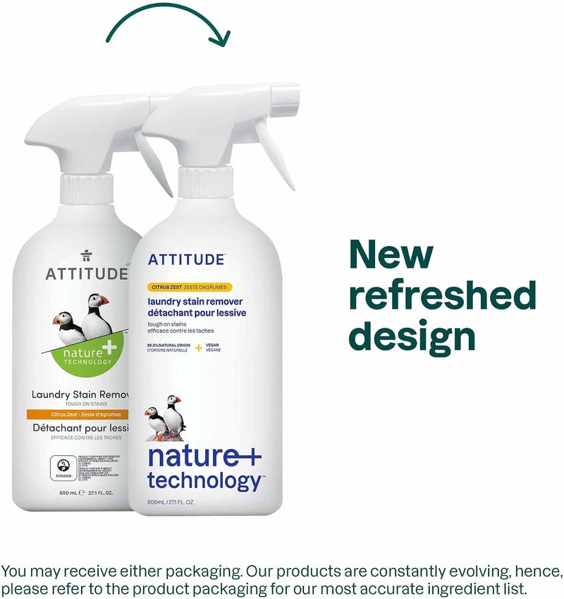 Attitude Laundry Stain Remover For Baby'S Sensitive Skin, Hypoallergenic, Citrus Zest (800Ml) (Pack of 2) - Image 1