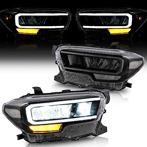 مصابيح LED VLAND الأمامية متوافقة مع شاحنة تاكوما الجيل الثالث N300 2016-2023 مع مصابيح DRL LED مع وعاء عاكس مجموعة مصابيح أمامية واضحة بدون حاجة لمصابيح إضافية