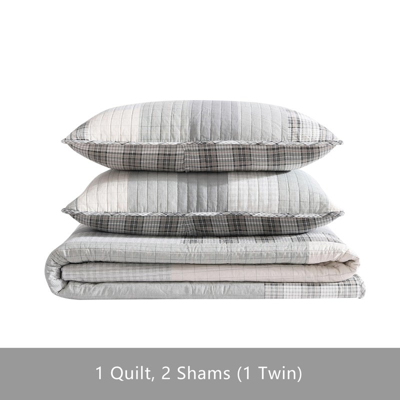 Eddie Bauer - Twin Quilt Set, Cotton Reversible Bedding with Matching Sham, Home Decor for All Seasons (Fairview Grey, Twin) - Image 5
