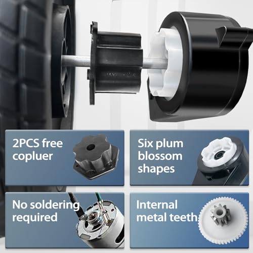 JRRXM 2PCS High Speed 24V RS555 35000RPM Fast Steel Gears Motor Gearbox for Power Wheels Motor Upgrade18V24V Kids Ride on Toy Electric Car Conversion Kit for Tire UpgradeFree Connector Coupler - Image 5