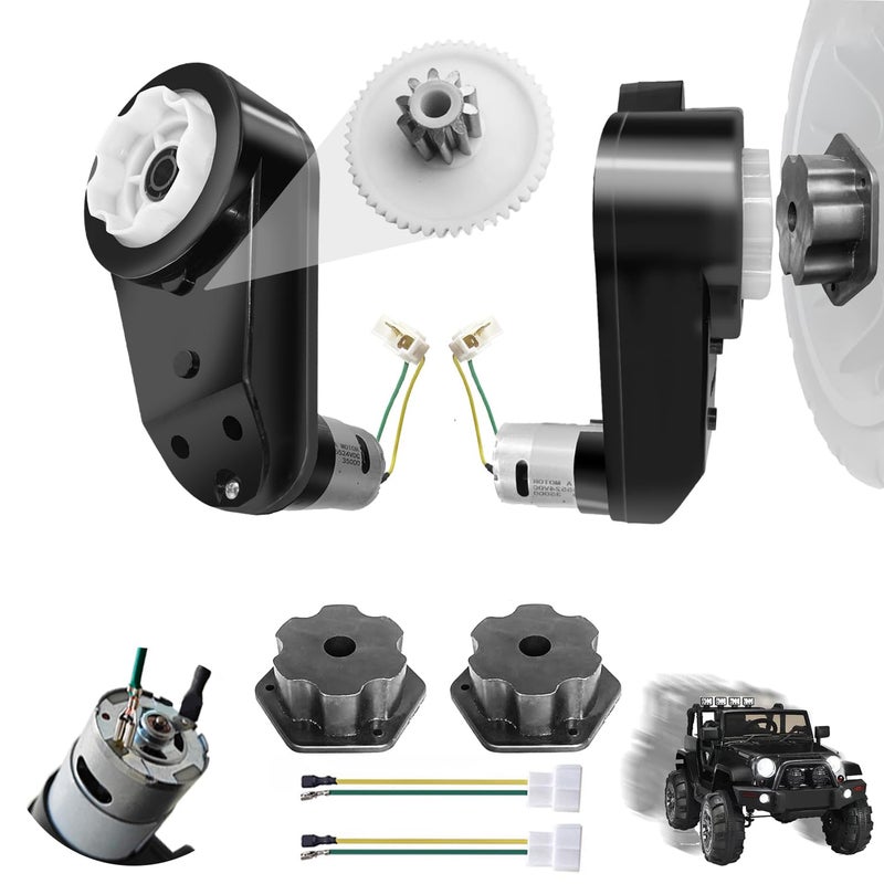 JRRXM 2PCS High Speed 24V RS555 35000RPM Fast Steel Gears Motor Gearbox for Power Wheels Motor Upgrade18V24V Kids Ride on Toy Electric Car Conversion Kit for Tire UpgradeFree Connector Coupler - Image 2