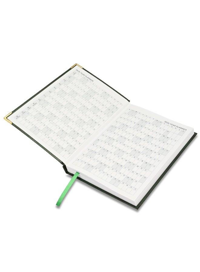FIS 2026 Diary, A5 Size Diary(148x210mm), Hard Cover Vinyl Materials, 1 Sided Padded, Golden Corners, Saturday & Sunday Combined, English, 60gsm White Paper, Green Color-FSDI92E26GR - Image 3