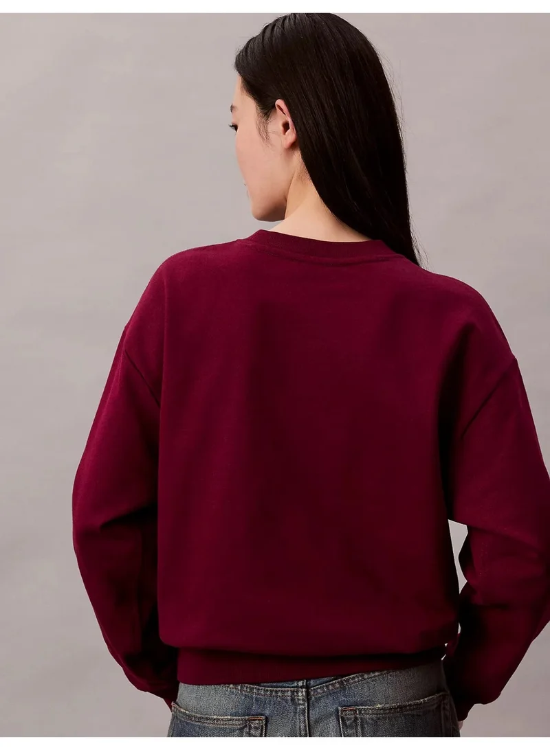 Calvin Klein Jeans Berry Glaze Fleece Foil Monologo Relaxed Sweatshirt for Women | Best Price UAE