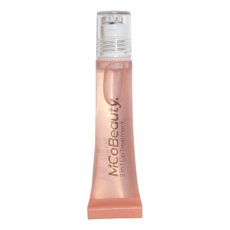 MCoBeauty - علاج الشفاه المتألق والمغذي 2 في 1 - رائحة الخوخ - زيت شفاه مرطب مع سكوالان وعبوة بكرة - لمسة لامعة نهائية - هدايا صغيرة للفتيات المراهقات - 10 مل - Image 1