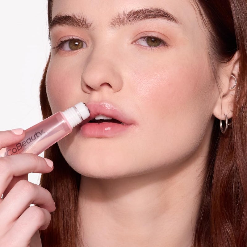 MCoBeauty - علاج الشفاه المتألق والمغذي 2 في 1 - رائحة الخوخ - زيت شفاه مرطب مع سكوالان وعبوة بكرة - لمسة لامعة نهائية - هدايا صغيرة للفتيات المراهقات - 10 مل - Image 3