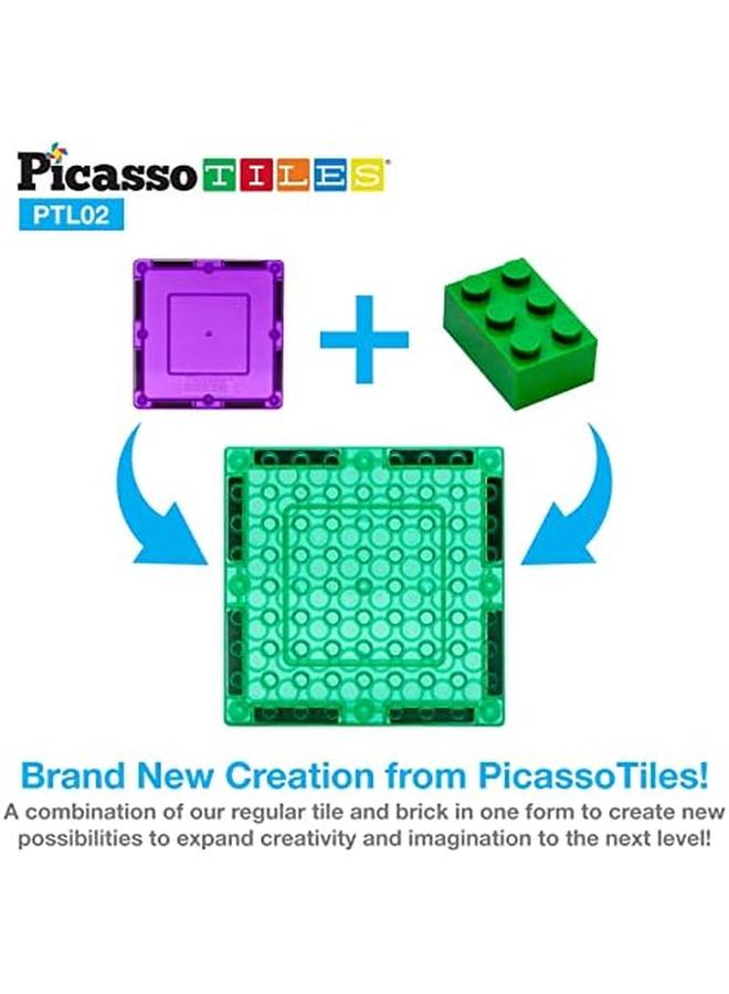 PicassoTiles 12Pcs Magnetic Brick Tiles Stem Creative Magnetic Tiles Building Block Set Building Brick Construction Toy Socket Spikes Toys Accessory Educational Imaginative Learning Kit Stacking Set  - Image 4