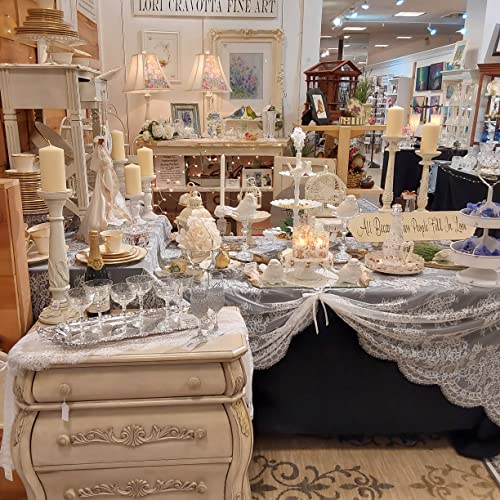 FanQiSi 60x120 Inches White Lace Tablecloth Rectangle Vintage Embroidered Lace Table Cover for Wedding Party Home Outdoor Fall Table Decorations - Image 4