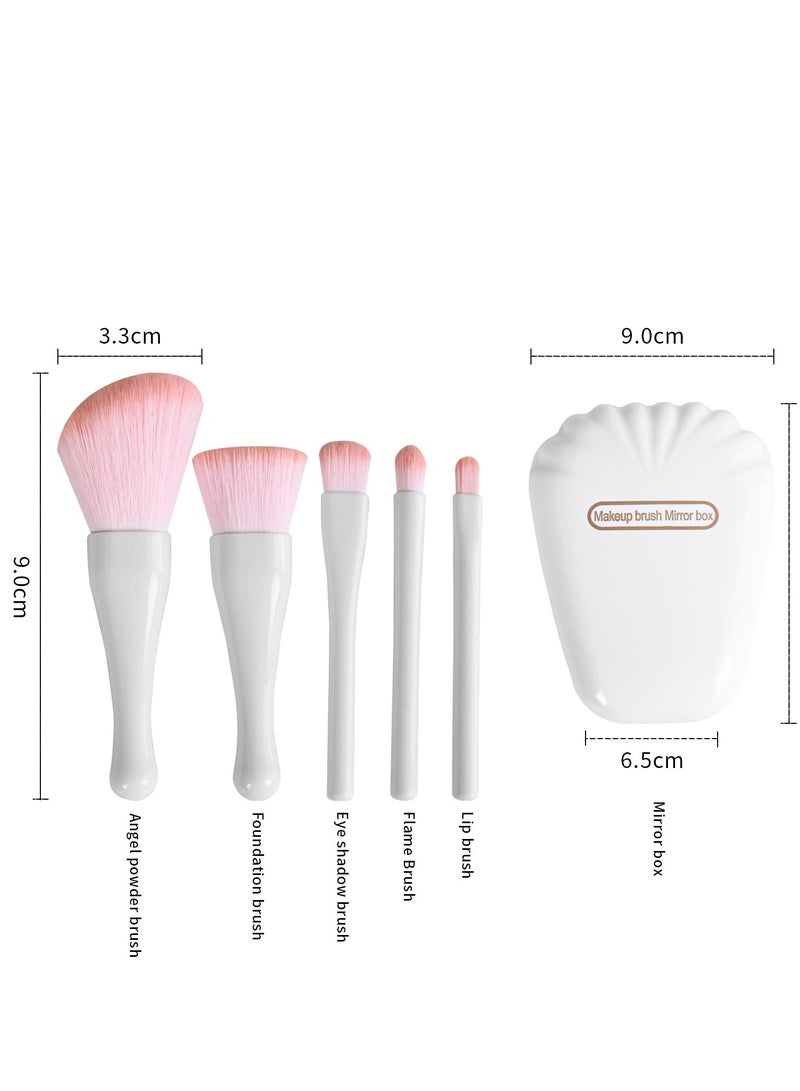 Portable 5 Piece Travel Makeup Brush Set with Mirror for Flawless Foundation Blush and Eyeshadow Application - Image 4