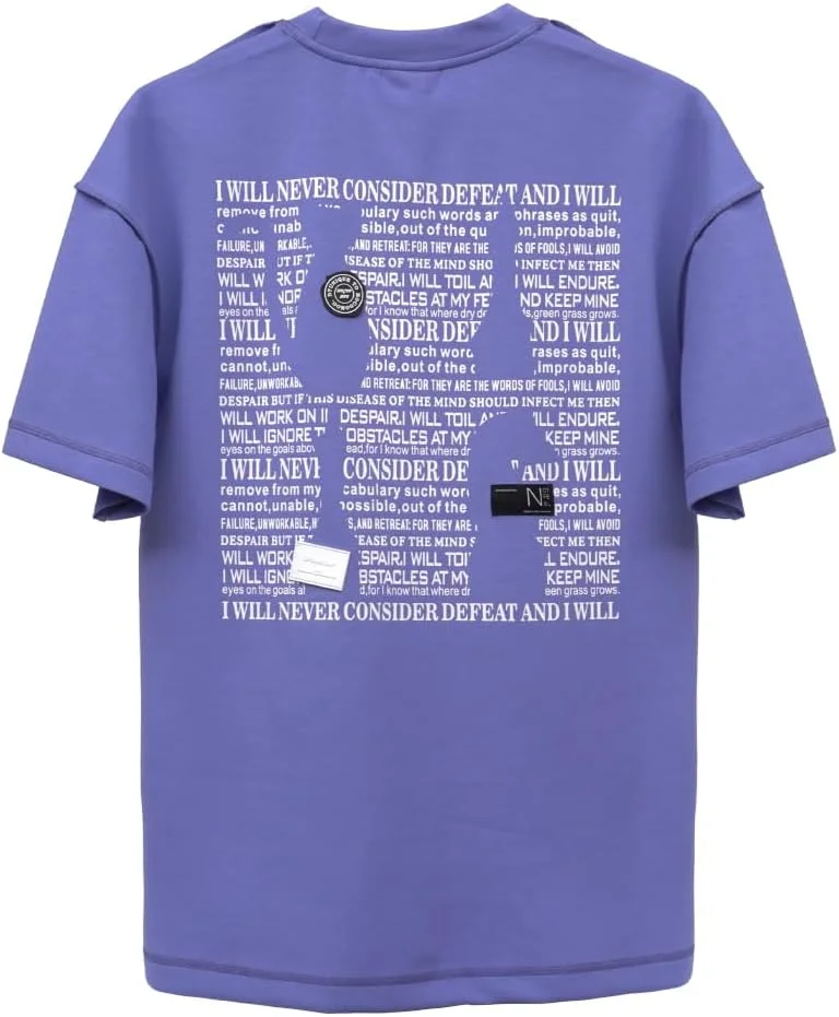 سيدرو Cedro Men's Oversize Graphic Tee in Purple with Motivational Print