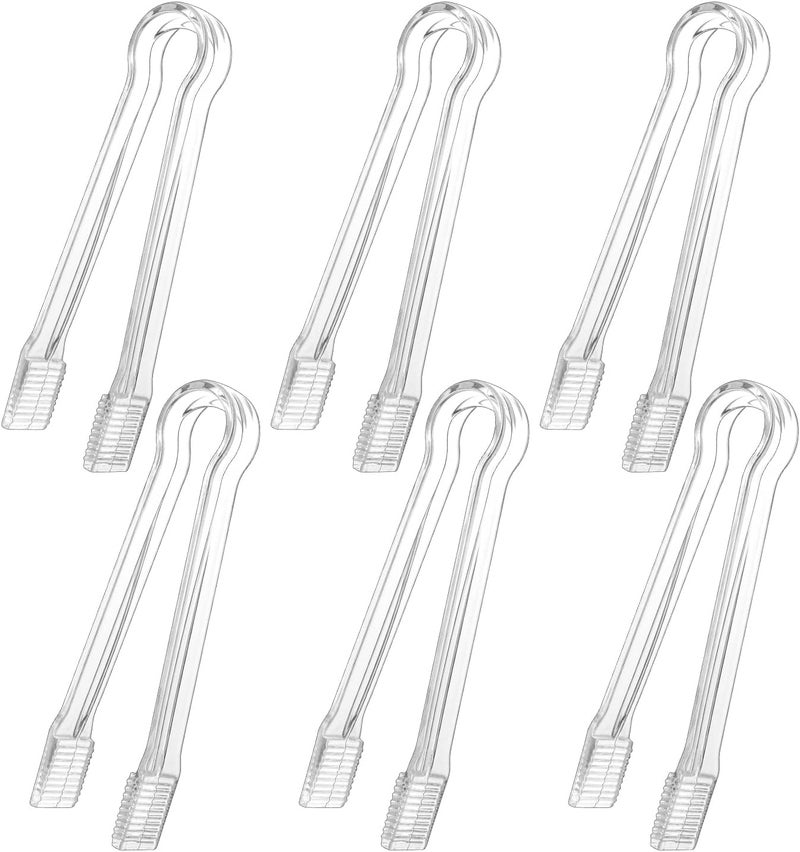 SUMAJU 6 PCS Clear Plastic Serving Tongs, 6.3 Inch Mini Serving Utensils Plastic Tongs Ice Tongs for Buffet Bar Kitchen BBQ Appetizers Pastries Christmas Party - Image 1
