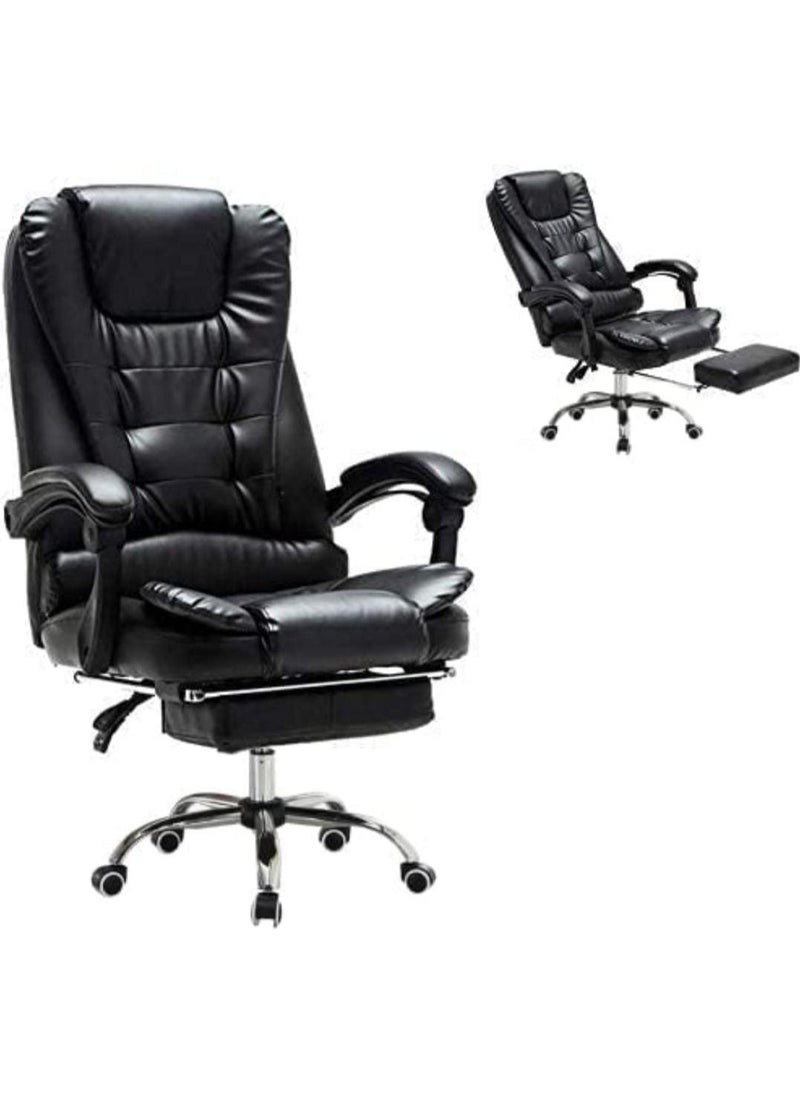 Massage Office Chair, Ergonomic High Back Leather Work Chair with Flip Arms, Black