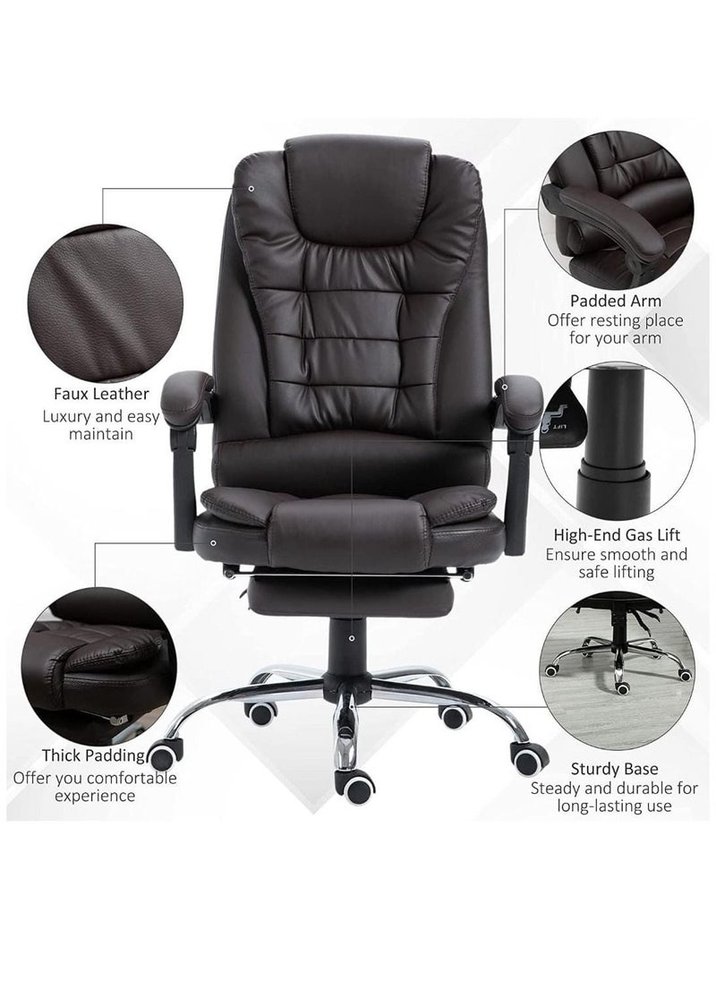 Massage Office Chair, Ergonomic High Back Leather Work Chair with Flip Arms, Black