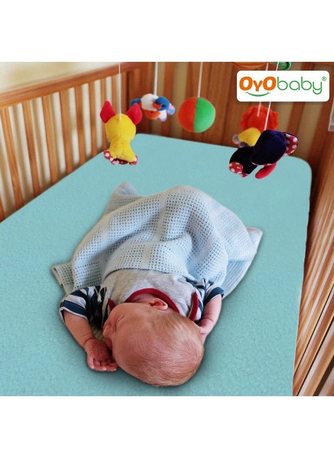 OYO BABY ملاءة مقاومة للماء سريعة الجفاف للطفل؛ لوحة سرير ؛ ملاءة حماية لسرير الأطفال الصغار (صغير (50 سم × 70 سم) أخضر بحري)  - Image 3