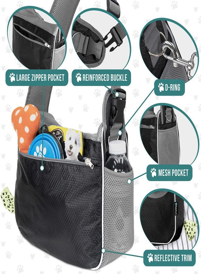 PetAmi Dog Sling Carrier for Small Dogs Under 10 lbs, Hands Free Crossbody Puppy Cat Carrier for Travel with Breathable Mesh, Padded Strap, Removable Sherpa Bed, Pockets & Poop Bag Dispenser, Black - Image 4