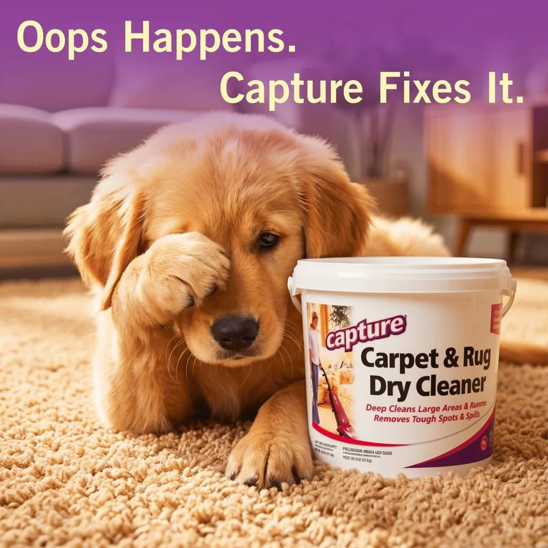 Capture Carpet & Rug Dry Cleaner w/Resealable lid - Home, Car, Dogs & Cats Pet Carpet Cleaner Solution - Strength Odor Eliminator, Stains Spot Remover, Non Liquid & No Harsh Chemical (4 Pound) - Image 4