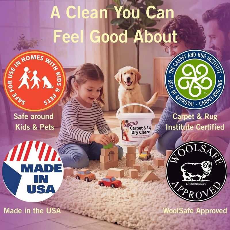 Capture Carpet & Rug Dry Cleaner w/Resealable lid - Home, Car, Dogs & Cats Pet Carpet Cleaner Solution - Strength Odor Eliminator, Stains Spot Remover, Non Liquid & No Harsh Chemical (4 Pound) - Image 5