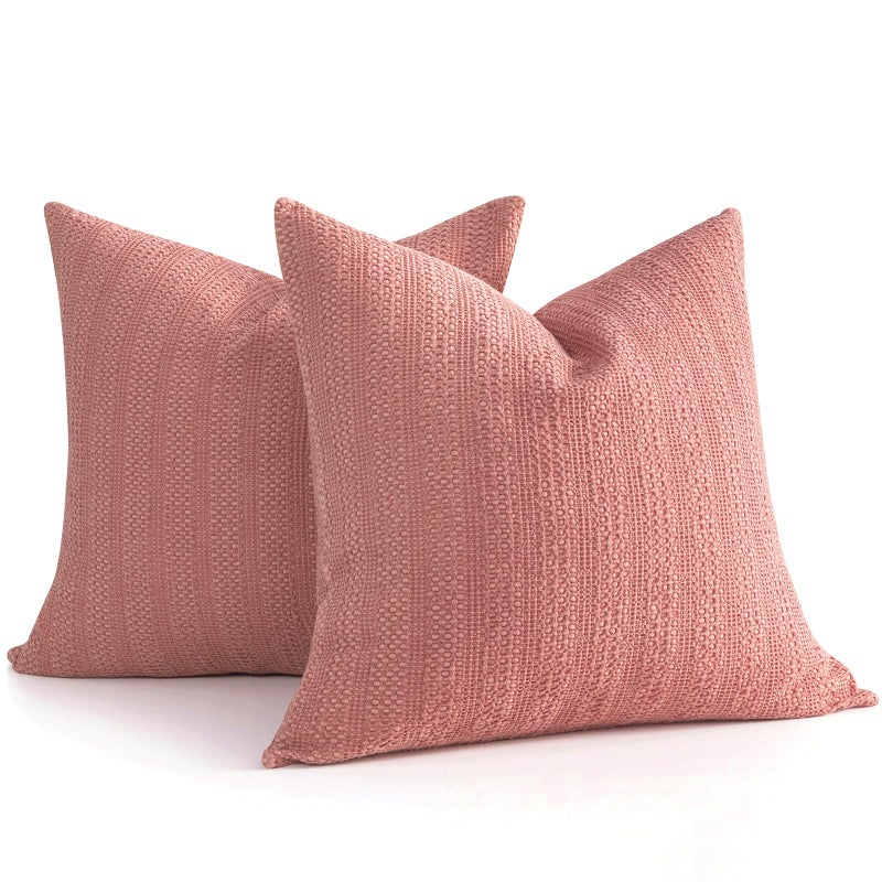 COCOPLOCEUS 26x26 Pillow Covers Boho Euro Shams Set of 2 Decorative Throw Pillow Covers Cotton Large Square Pillowcase for Couch Bed Coral Pink