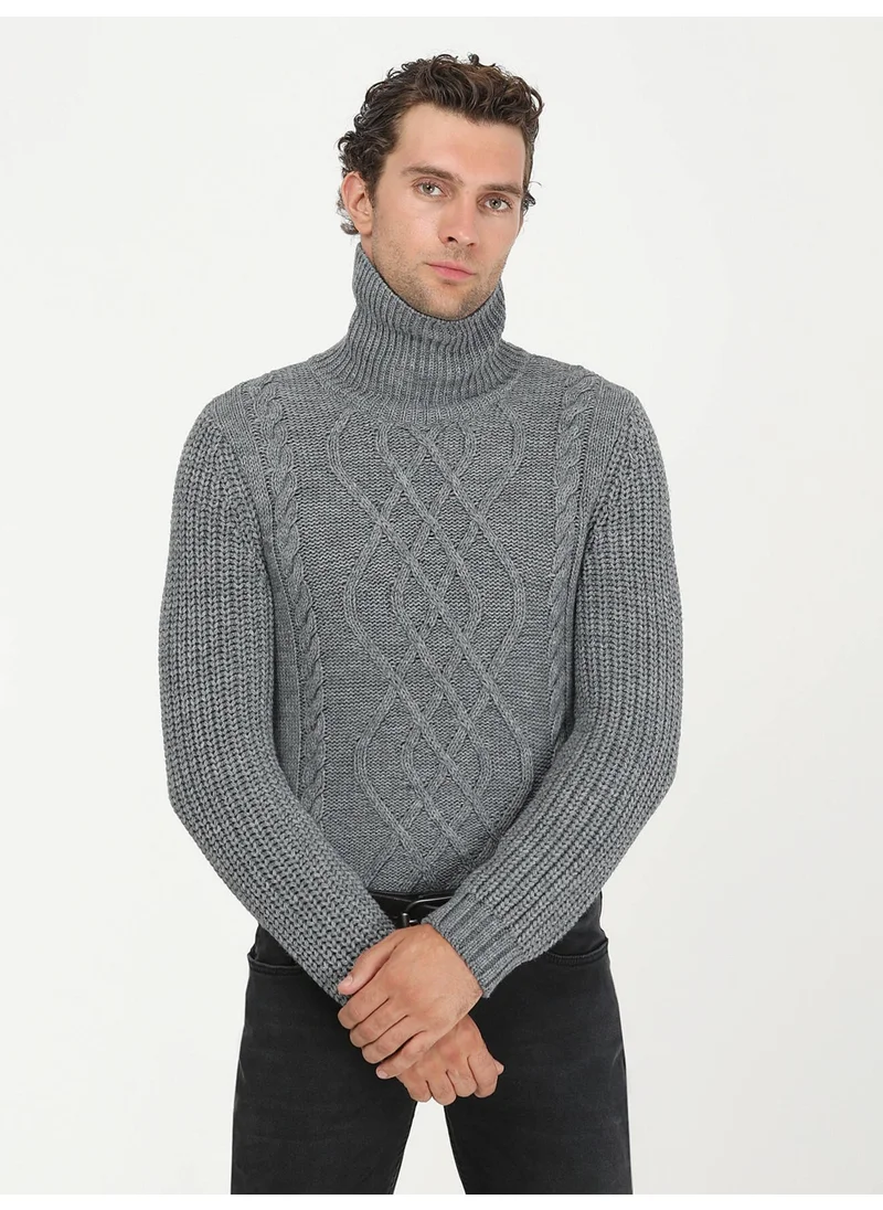 Kip Gray Full Turtleneck Patterned Wool Blend Knitwear