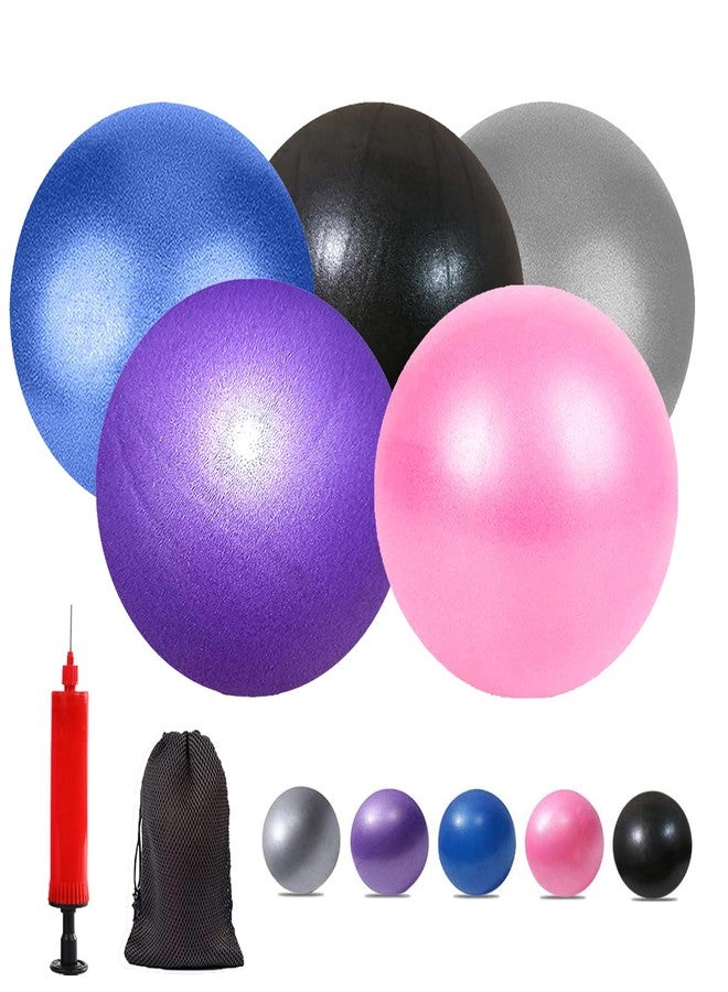 XIECCX 9 Inch Mini Exercise Pilates Yoga Balls Therapy Balance Micropore Ball Barre Equipment for Home Stability Physical Core Training with Pump(5 PCS) - Image 1