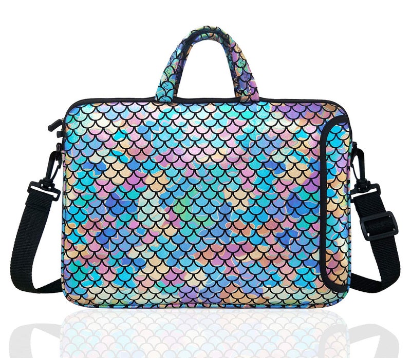 Youda 15.6-Inch Laptop Shoulder Carrying Bag Case Sleeve for 14" 15" 15.6 inch MacBook/Notebook/Ultrabook/Chromebook, Mermaid Scale (Colorful) - Image 2