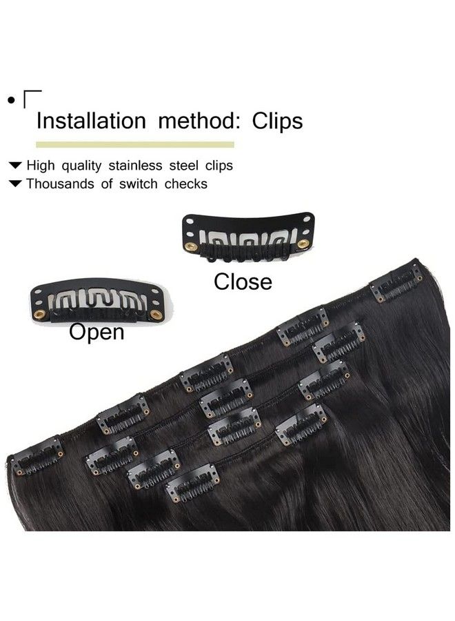 PRAVRAJYA باروكة شعر كاملة للنساء بطول 22 بوصة من شعر صناعي طبيعي مستقيم باللون الأسود مع 5 مشابك باروكة رخيصة، كثيفة وغير متشابكة للنساء والفتيات (1B أسود) - Image 5