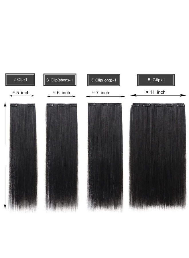 PRAVRAJYA باروكة شعر كاملة للنساء بطول 22 بوصة من شعر صناعي طبيعي مستقيم باللون الأسود مع 5 مشابك باروكة رخيصة، كثيفة وغير متشابكة للنساء والفتيات (1B أسود) - Image 4