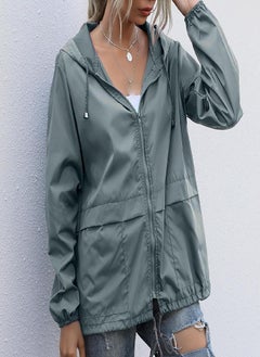 Women Hooded Waterproof Zipper Windproof Waterproof Raincoat Jacket