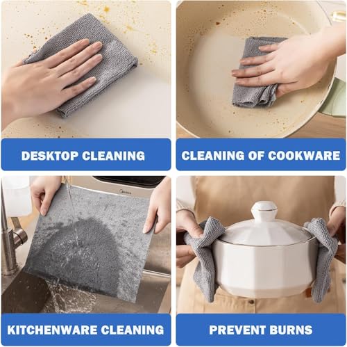 Vnoss 55 Pack Microfiber Cleaning Cloth Roll, Tear Away Reusable Towels, 11" X 9", Ultra Absorbent & Lint Free Cloth for Cars, Kitchen, Window, Home and Shop, Grey - Image 4